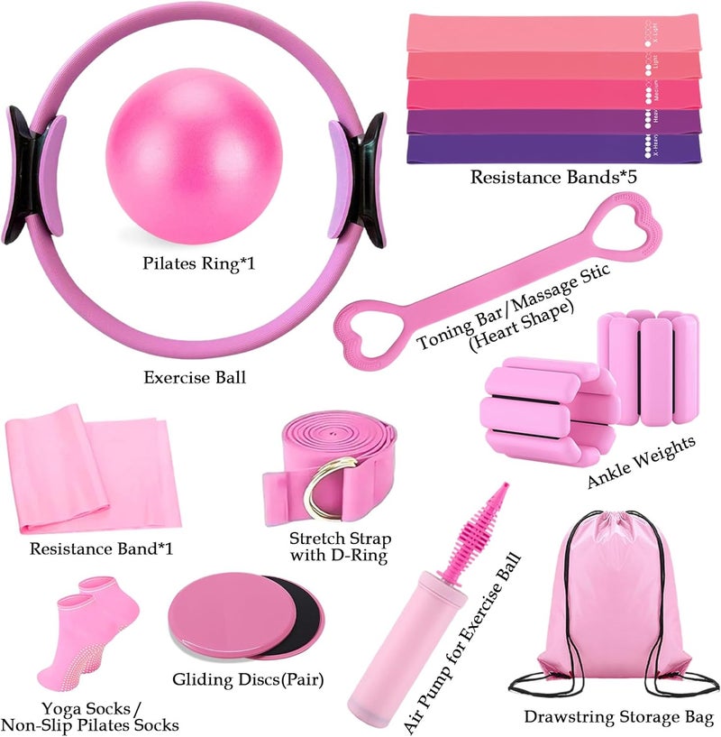 VIOXIA Pilates Kit for Home Workouts – Pilates Equipment Set with Ring, Ball, Resistance Bands, Pilates Accessories, Pilates Essentials Kit for Women, Pilates Sets for Home Exercise - Image 5